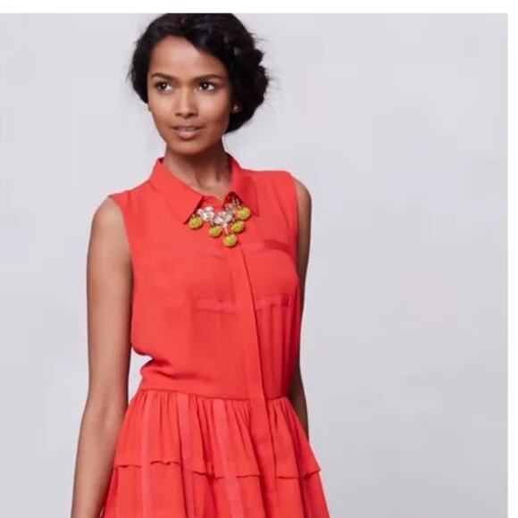 Anthropologie Sachin + Babi Tiered Habitual Red Shirt Dress SZ 8 - Picture 4 of 12